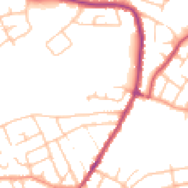Daytime road noise heatmap for WR3 8EJ