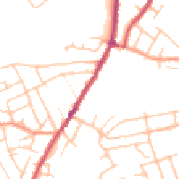 Daytime road noise heatmap for WR3 8EZ