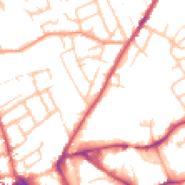 Daytime road noise heatmap for WR3 8JF