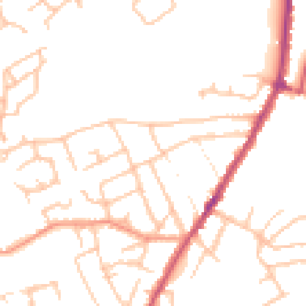 Daytime road noise heatmap for WR3 8NP