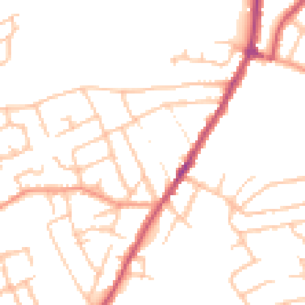 Daytime road noise heatmap for WR3 8NS