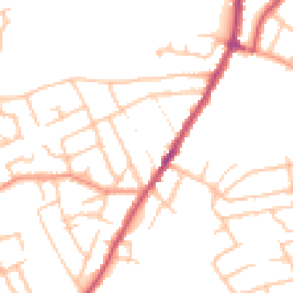 Daytime road noise heatmap for WR3 8NT