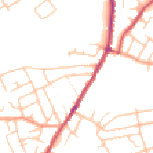 Daytime road noise heatmap for WR3 8NX