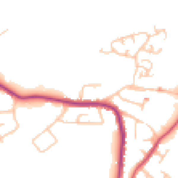 Daytime road noise heatmap for WR3 8PJ