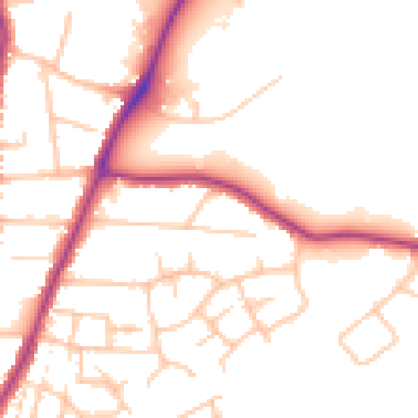 Daytime road noise heatmap for WR3 8PX