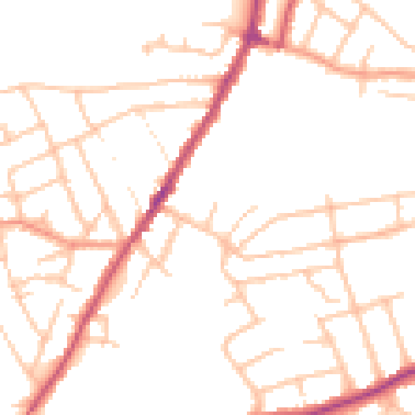 Daytime road noise heatmap for WR3 8QH