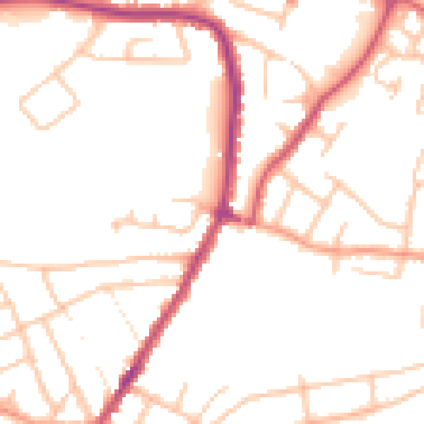Daytime road noise heatmap for WR3 8QX