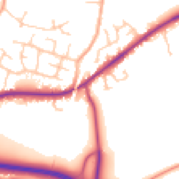 Daytime road noise heatmap for WR3 8RR