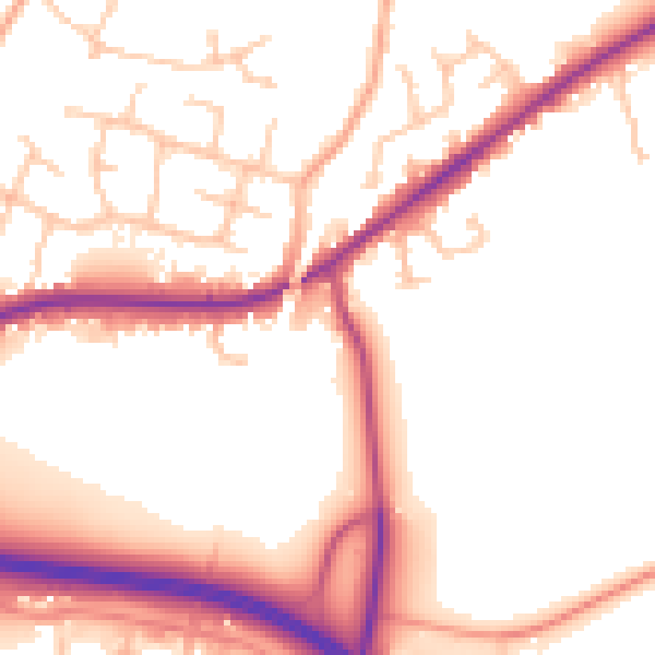 Daytime road noise heatmap for WR3 8RX