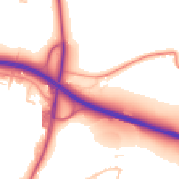 Daytime road noise heatmap for WR3 8SJ