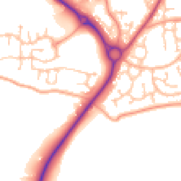 Daytime road noise heatmap for WR9 7GS