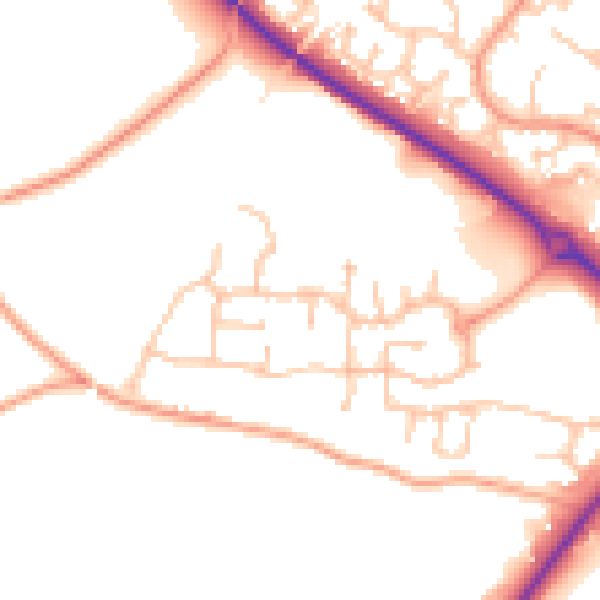 Daytime road noise heatmap for WR9 7JD