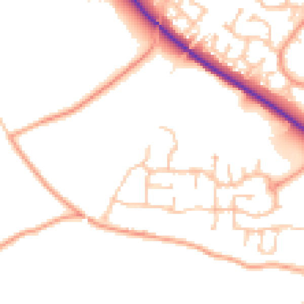 Daytime road noise heatmap for WR9 7UD