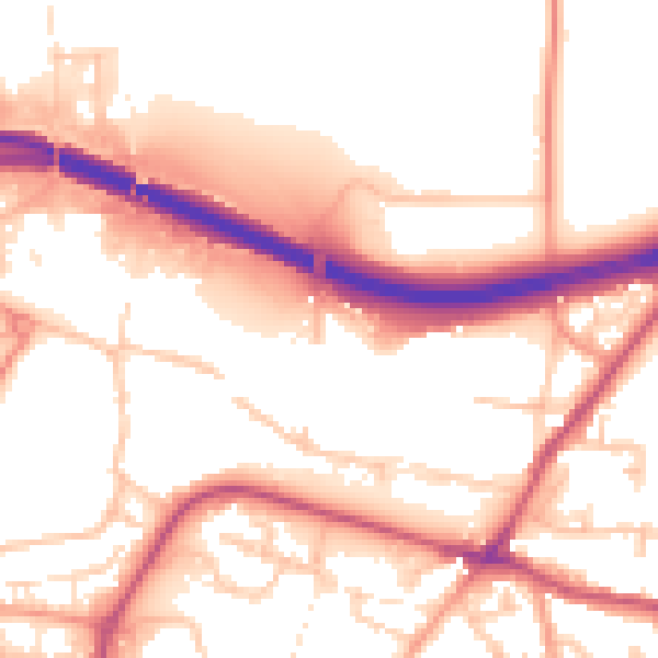 Daytime road noise heatmap for WR9 8JU