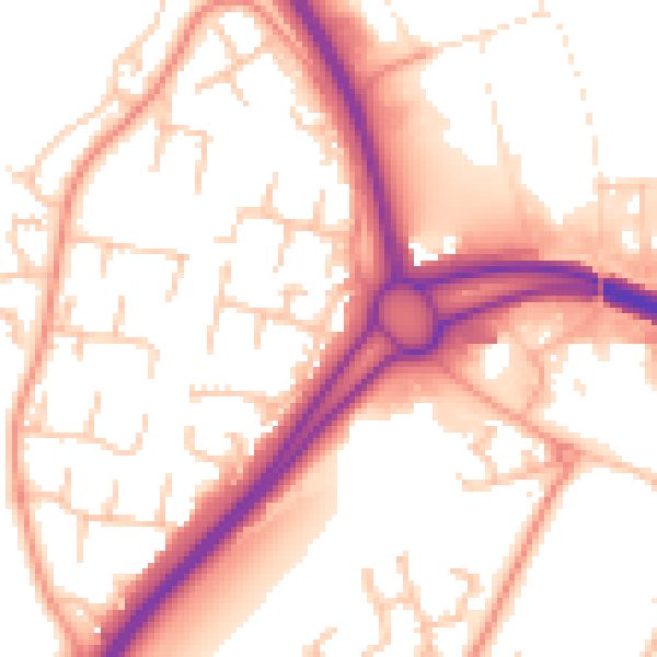 Daytime road noise heatmap for WR9 9DW