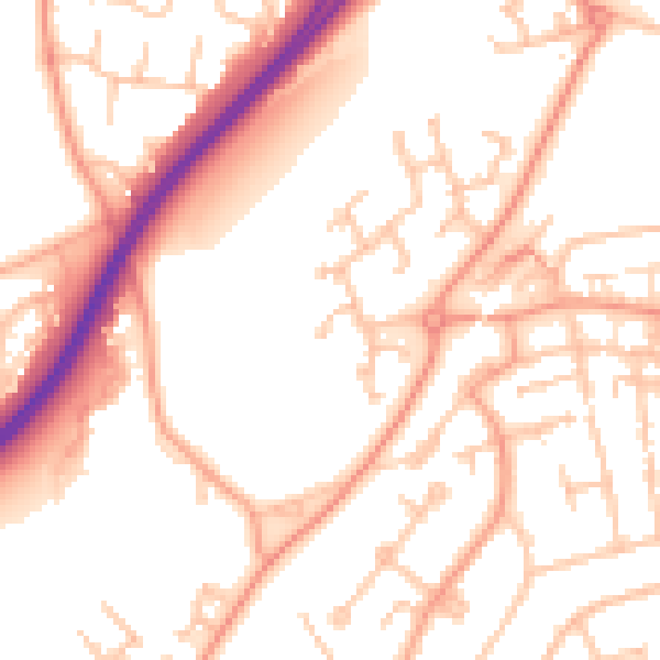 Daytime road noise heatmap for WR9 9LH