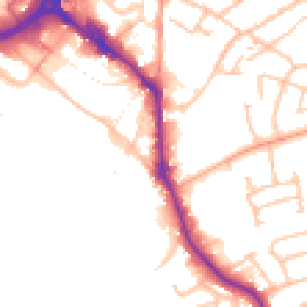 Daytime road noise heatmap for WS10 0AQ