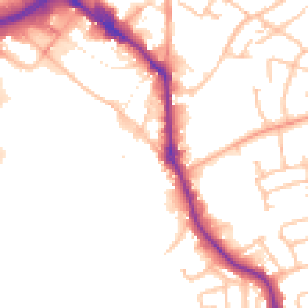 Daytime road noise heatmap for WS10 0AS