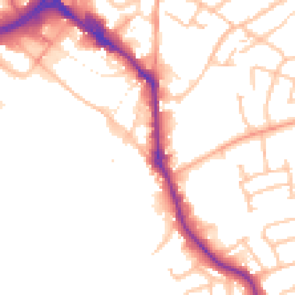 Daytime road noise heatmap for WS10 0AY