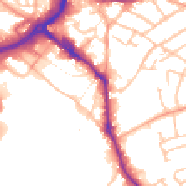 Daytime road noise heatmap for WS10 0AZ