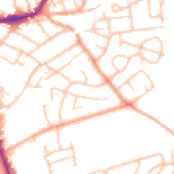Daytime road noise heatmap for WS10 0BQ