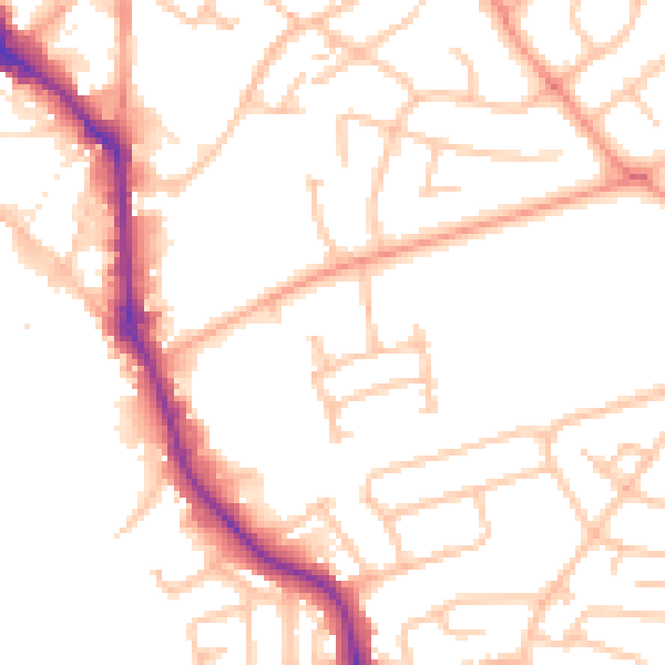 Daytime road noise heatmap for WS10 0DE
