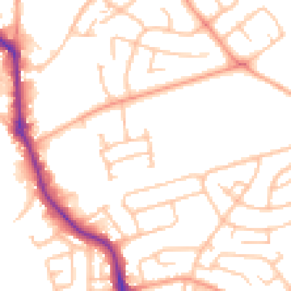 Daytime road noise heatmap for WS10 0DT