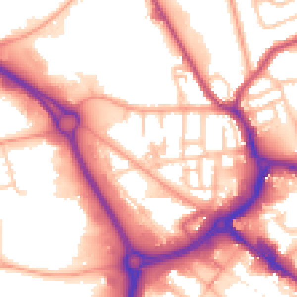 Daytime road noise heatmap for WS10 7QE