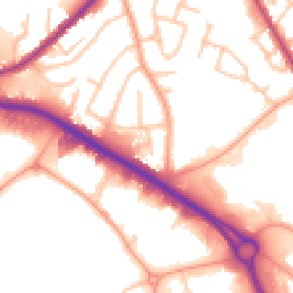 Daytime road noise heatmap for WS10 7QY