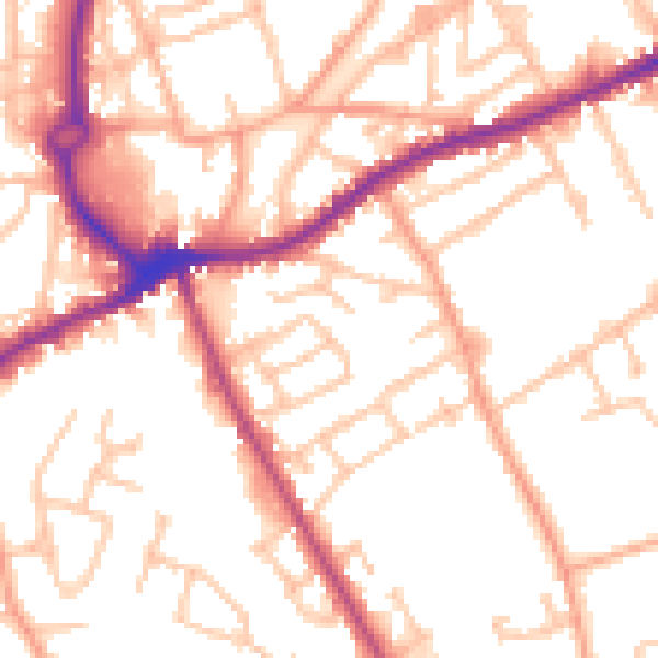 Daytime road noise heatmap for WS10 7UD