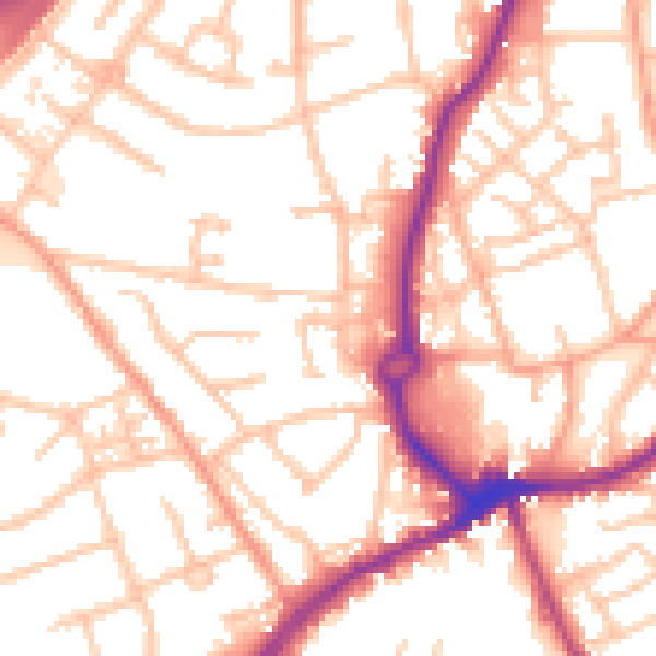 Daytime road noise heatmap for WS10 8DJ