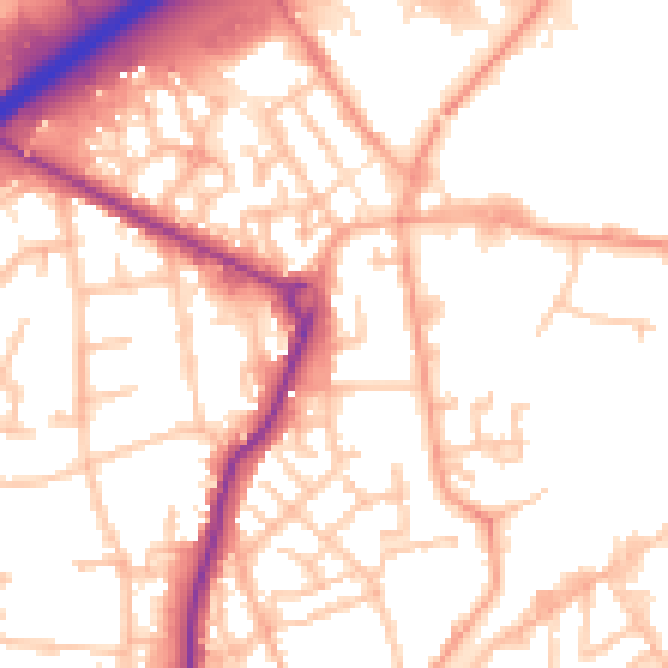 Daytime road noise heatmap for WS10 8JY