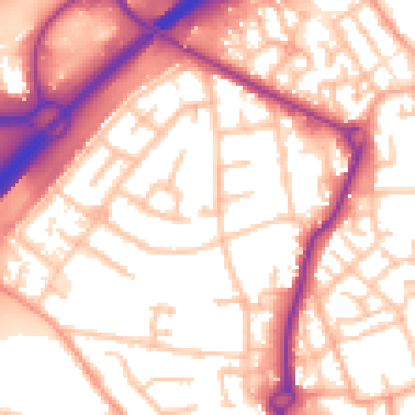 Daytime road noise heatmap for WS10 8NB