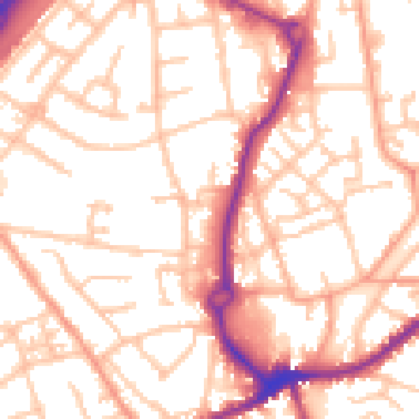 Daytime road noise heatmap for WS10 8NF