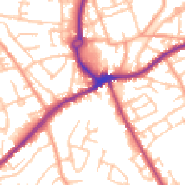 Daytime road noise heatmap for WS10 8SY