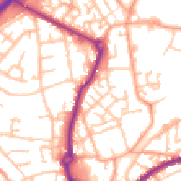 Daytime road noise heatmap for WS10 8UT
