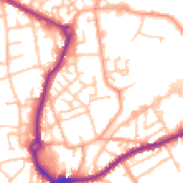 Daytime road noise heatmap for WS10 8XY