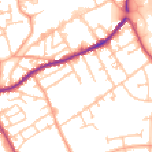 Daytime road noise heatmap for WS10 9LL