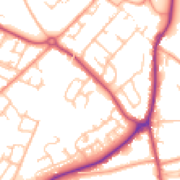 Daytime road noise heatmap for WS12 1LJ