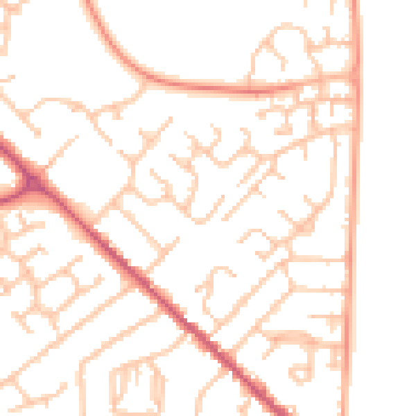 Daytime road noise heatmap for WS12 2DT