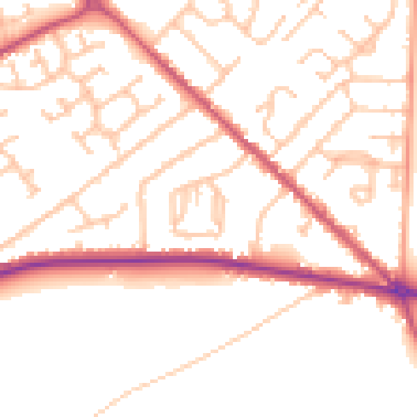 Daytime road noise heatmap for WS12 3EX