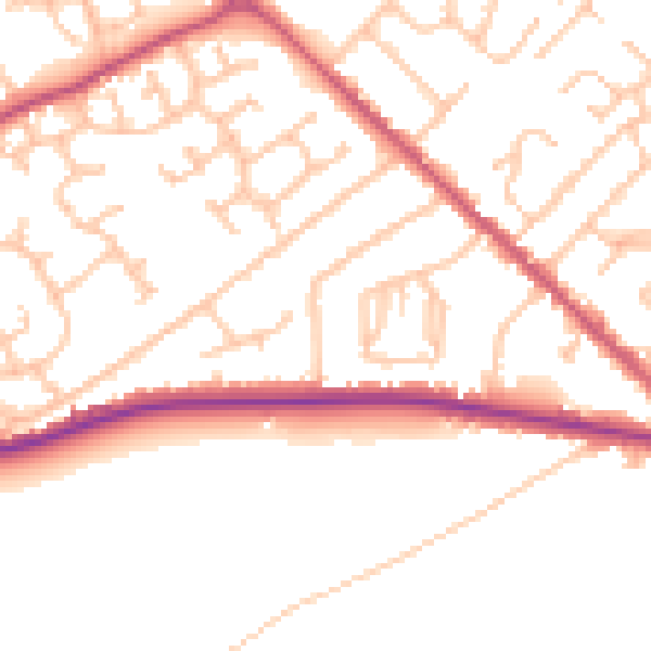 Daytime road noise heatmap for WS12 3HB