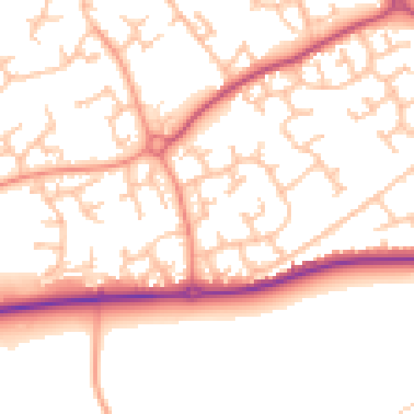 Daytime road noise heatmap for WS12 3YA