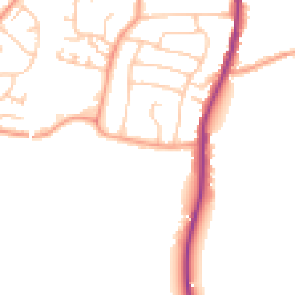 Daytime road noise heatmap for WS6 6AQ