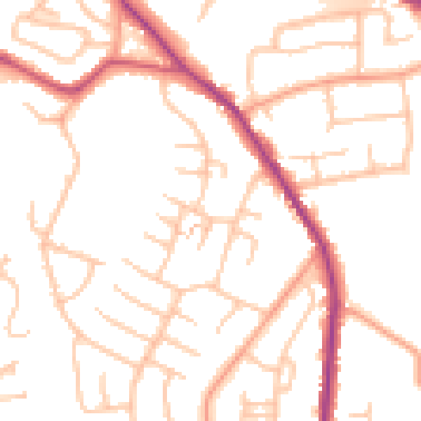 Daytime road noise heatmap for WS6 6BN