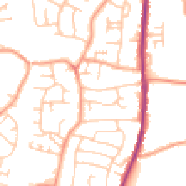 Daytime road noise heatmap for WS6 6ER