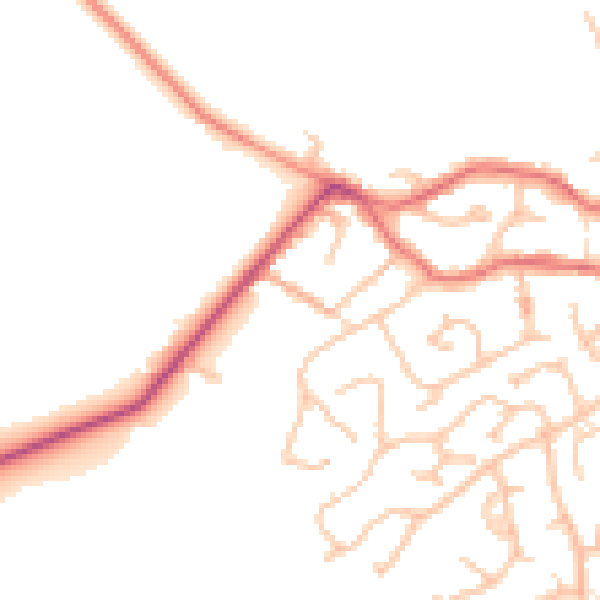 Daytime road noise heatmap for WS6 7HR