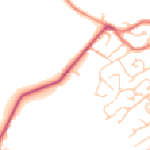 Daytime road noise heatmap for WS6 7HY