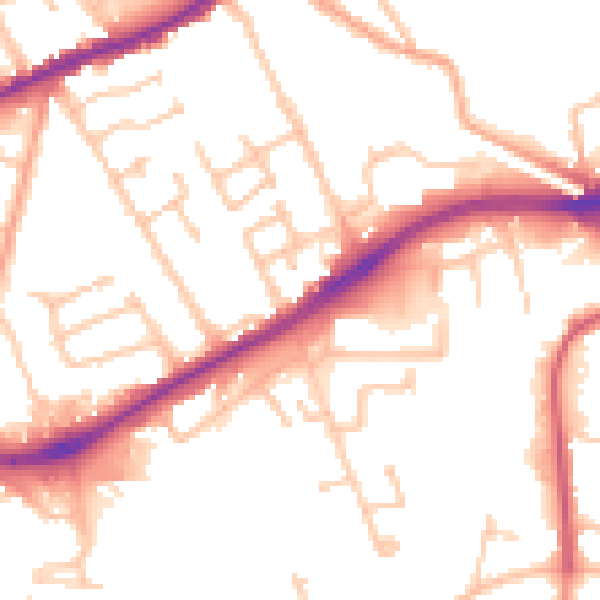 Daytime road noise heatmap for WV10 0EN