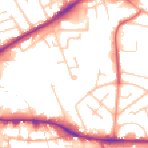 Daytime road noise heatmap for WV10 0EU